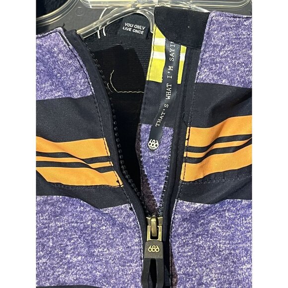 686 Manual Heather Iris Striped Insulated Hooded Zip Ski Snowboard Jacket - Picture 13 of 16